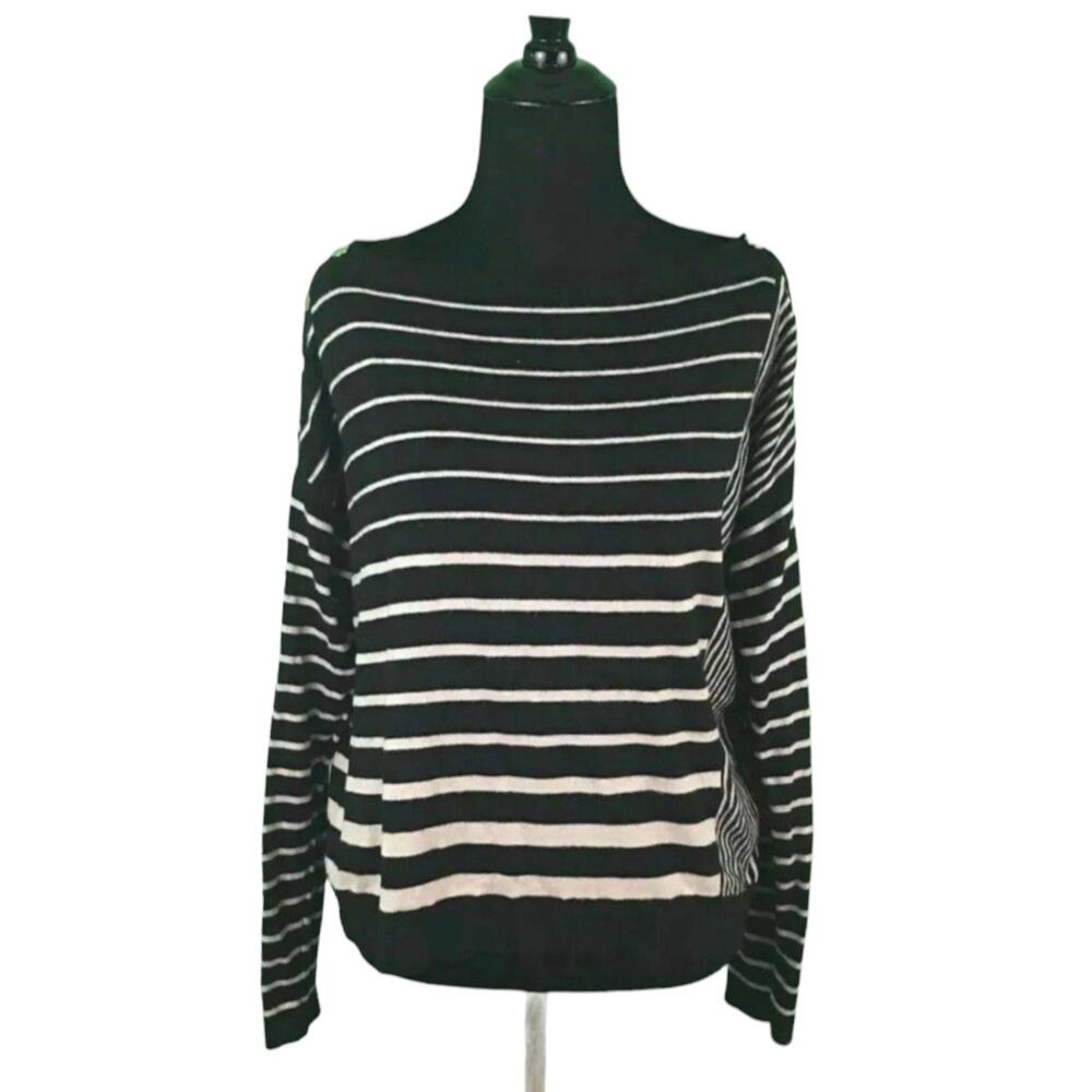 Ann Taylor Striped Long Sleeves Knit Top Sweater Size Medium
